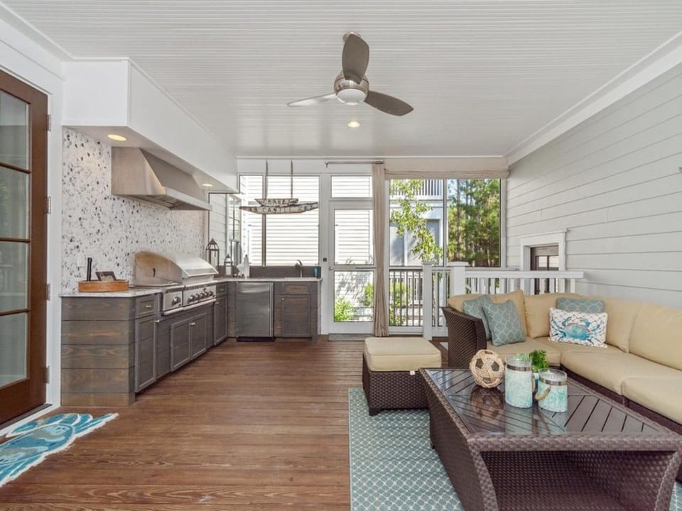 Screened-In Porch with Seating and Summer Kitchen