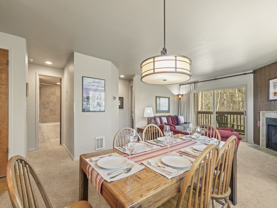 The dining room offers seating for 6 guests.