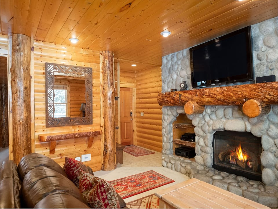 Stone fireplace
