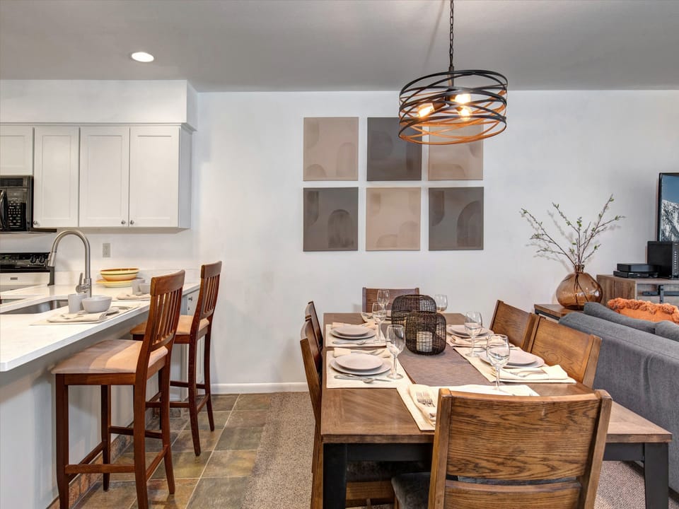 The dining table with seating for 6 guests.
