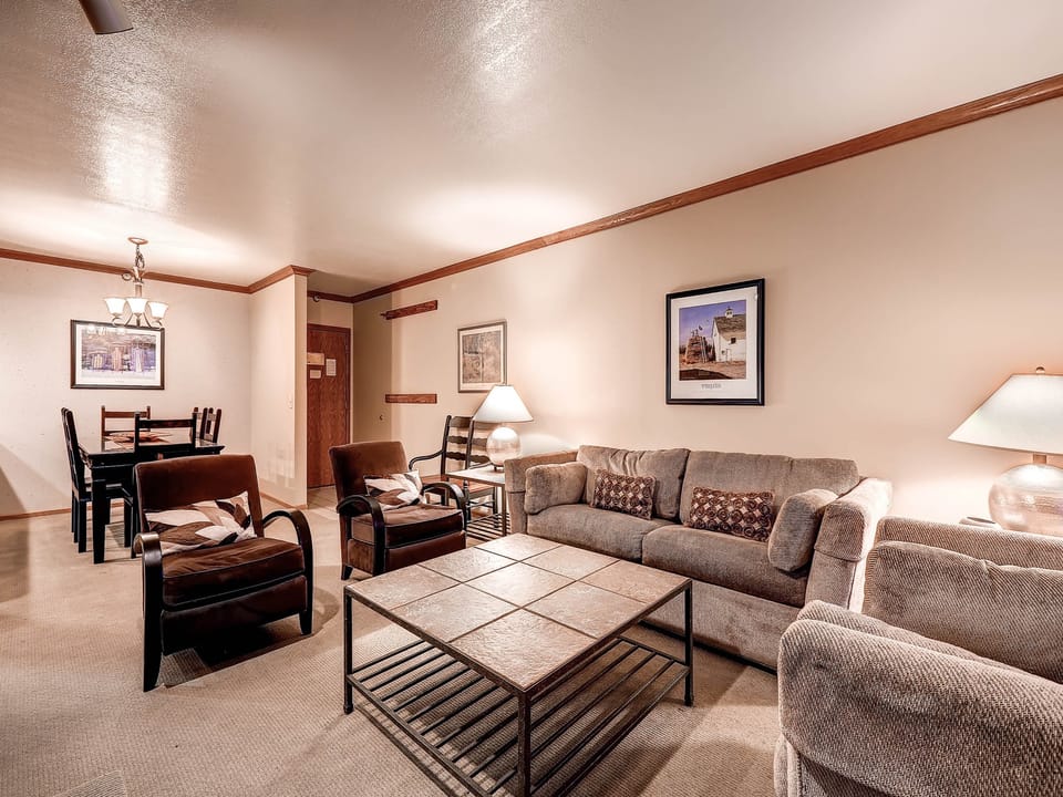 Comfortable stylish living dining sofa sleeper - Park City Lodging-Park Station 247-Living Room