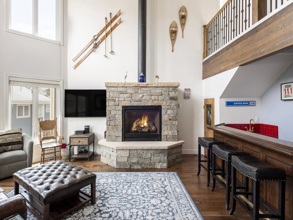 Cozy stovepipe fireplace in the living room