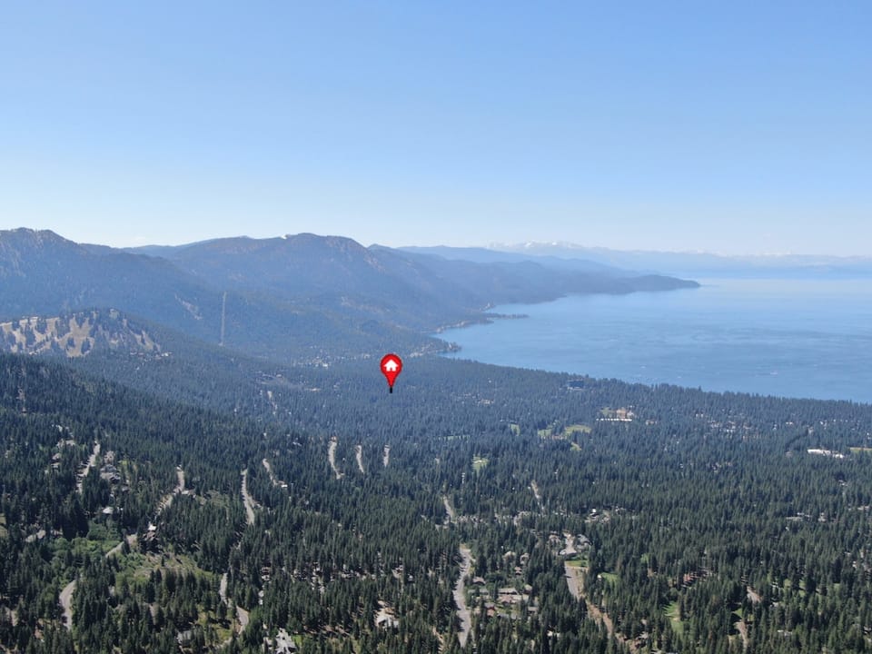 Aerial view with property location.