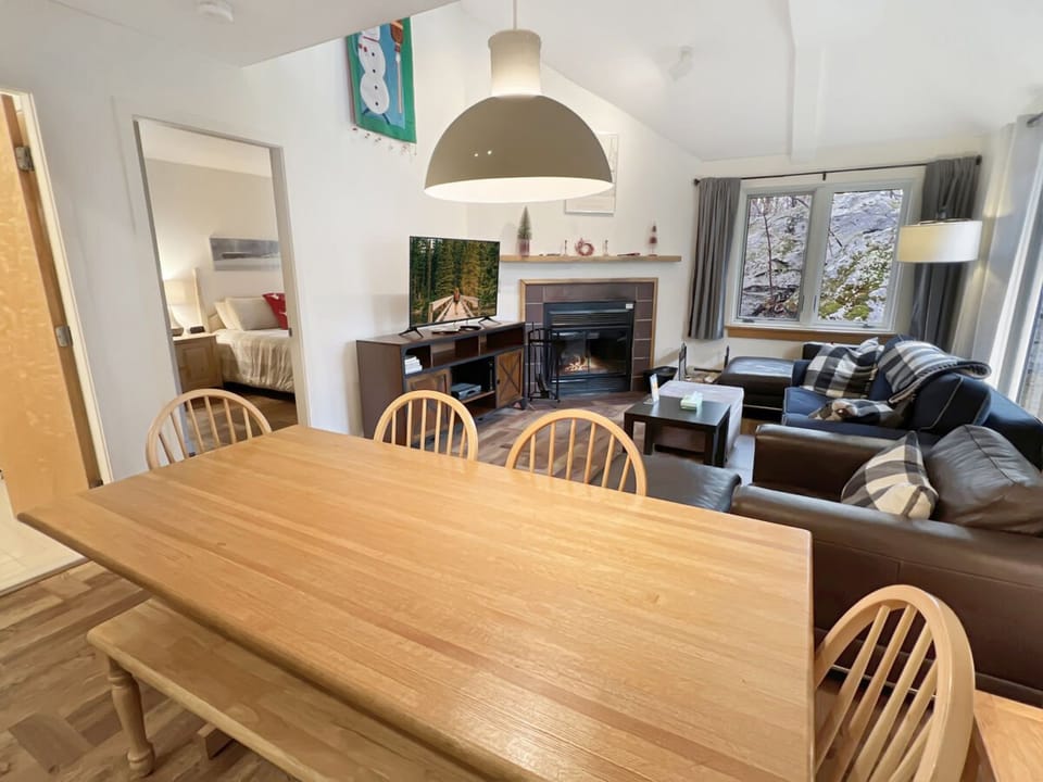 Dining table with a bench and four chairs