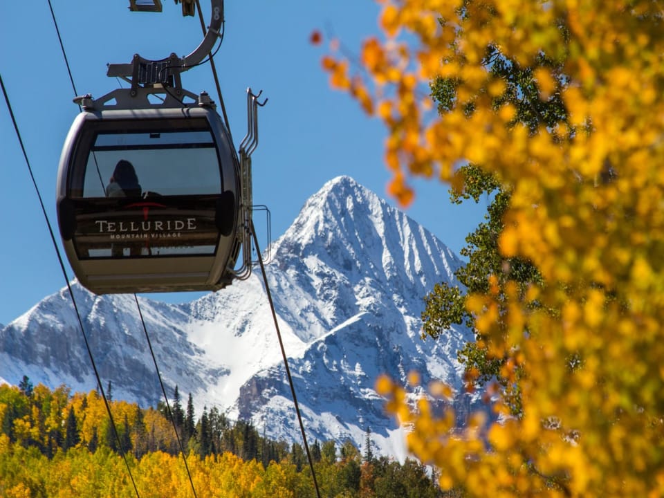 The towns of Telluride and Mountain Village are linked by a spectacular, 13-minute ride on a free gondola.
