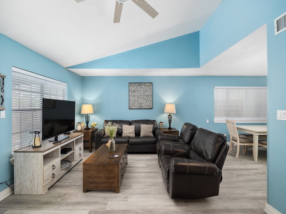 Spacious Living Area surrounds a flat screen TV