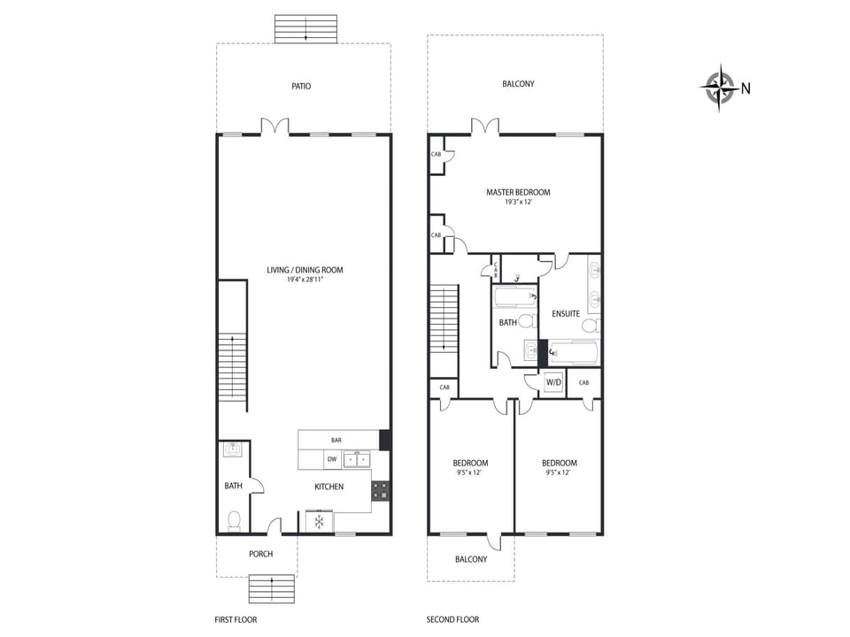 Upstairs and downstairs floor plan