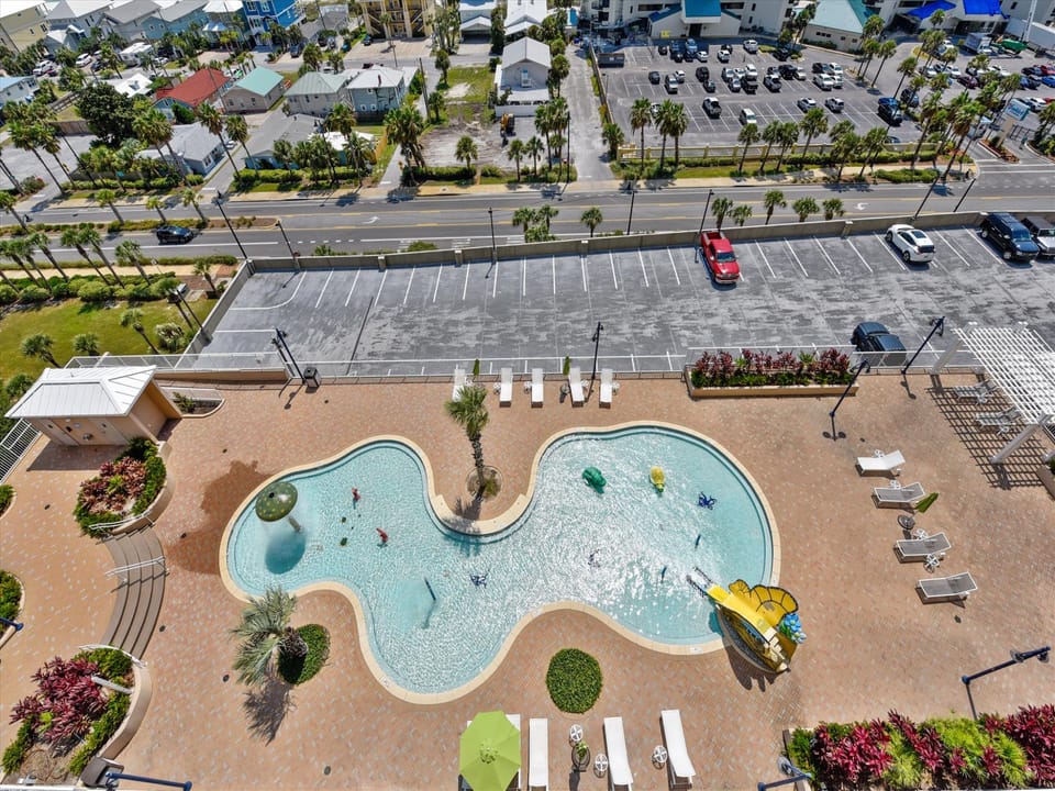 Overlooking the pool from balcony