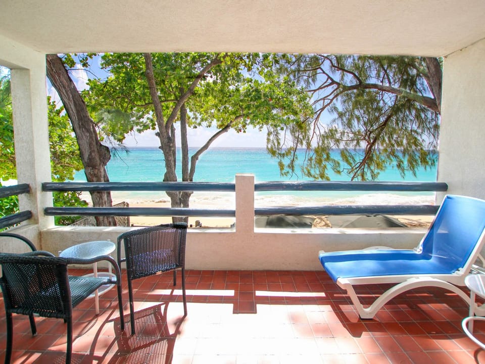 Large sliding patio doors open up the space