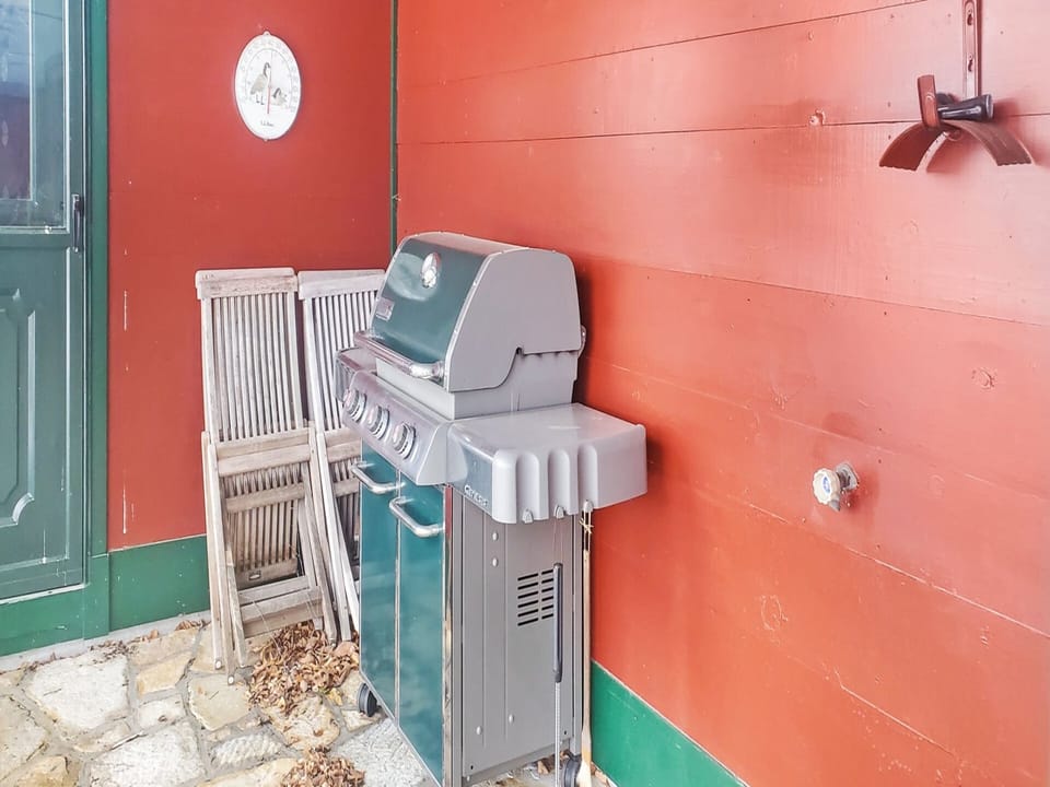 Gas grill on back patio