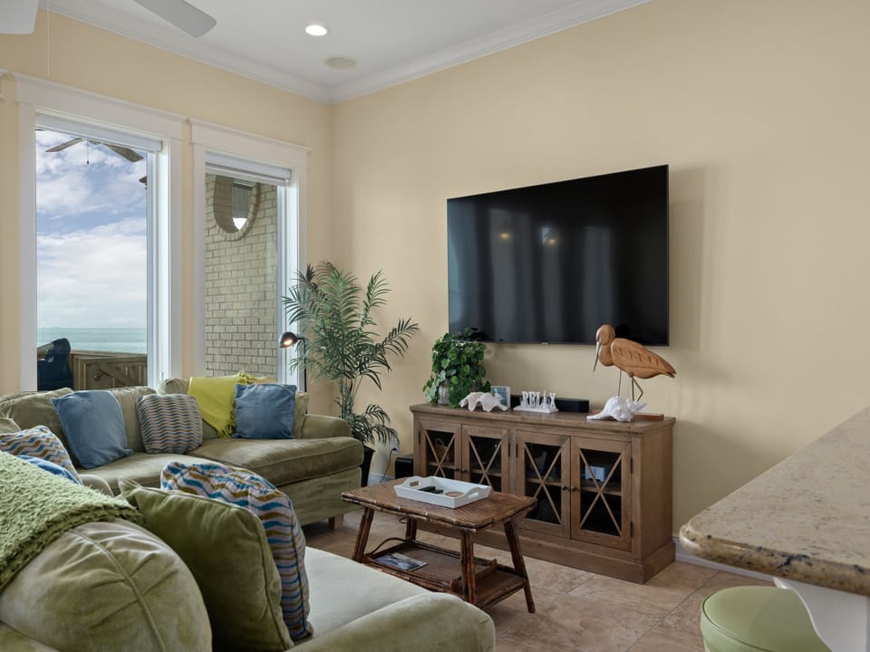 Open-concept ground-level living and kitchen area