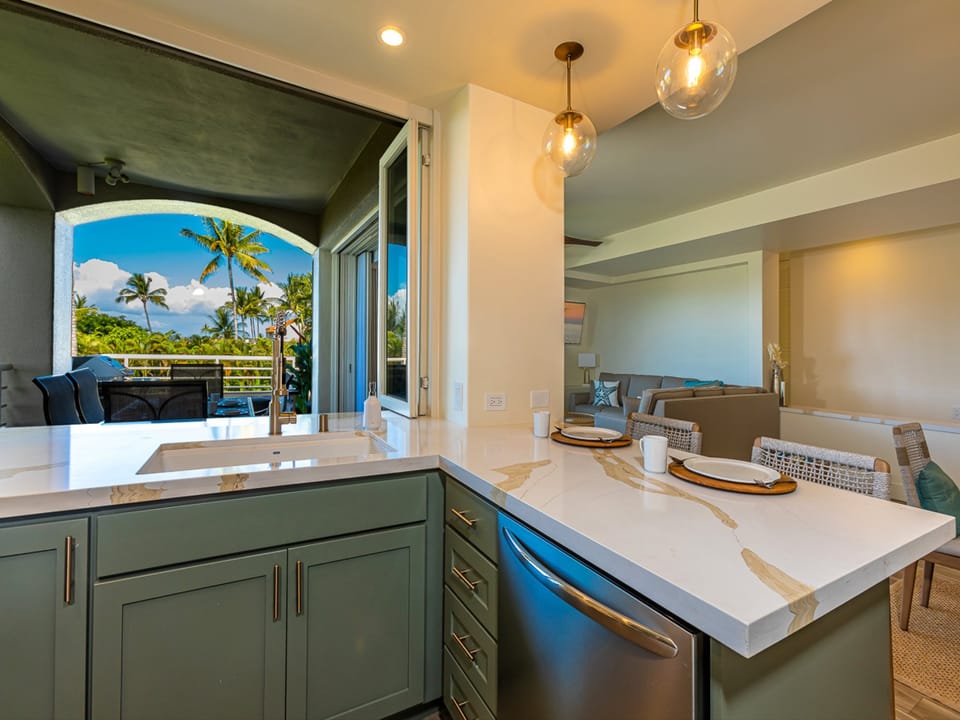 Amazing view from the elegant kitchen!