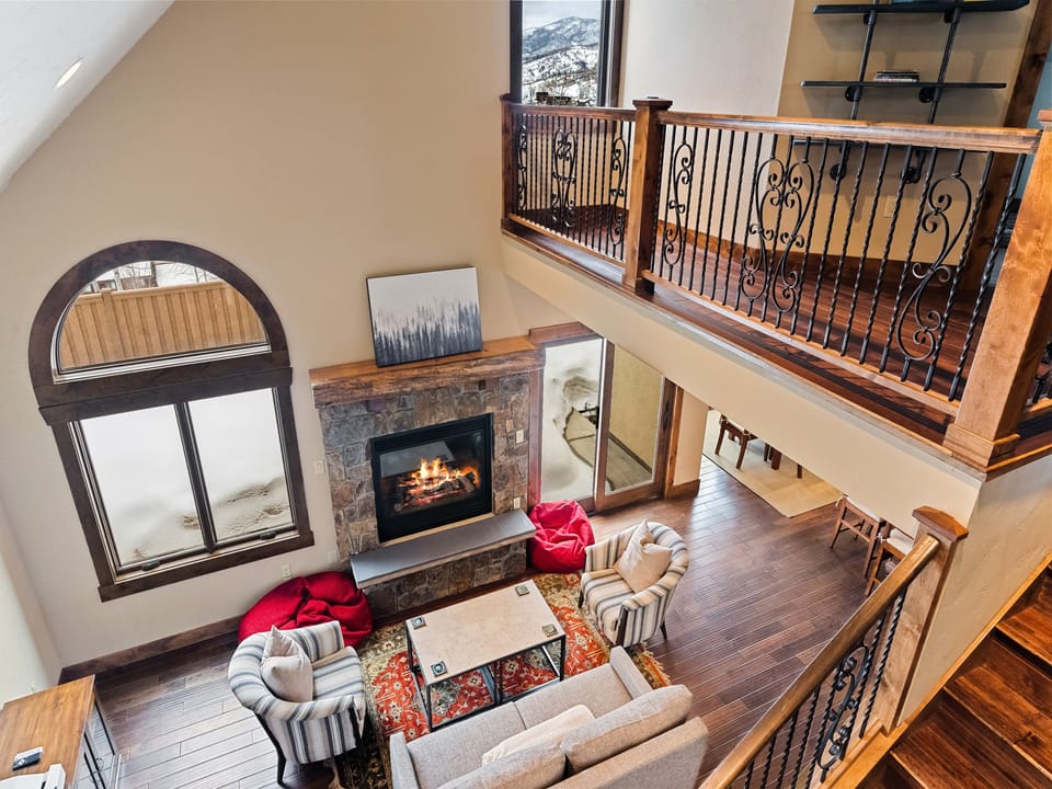 Living Room - Snuggle up around the fire after a day on the slopes.
