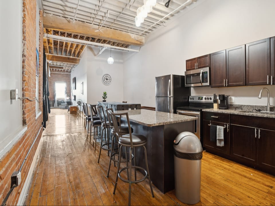 Extremely spacious and Impressionable kitchen w/breakfast station, island & pallet cameo bar for extra guests & spirits, brand new stainless steel appliances, microwave, 35' TV and plenty kitchen gadgets