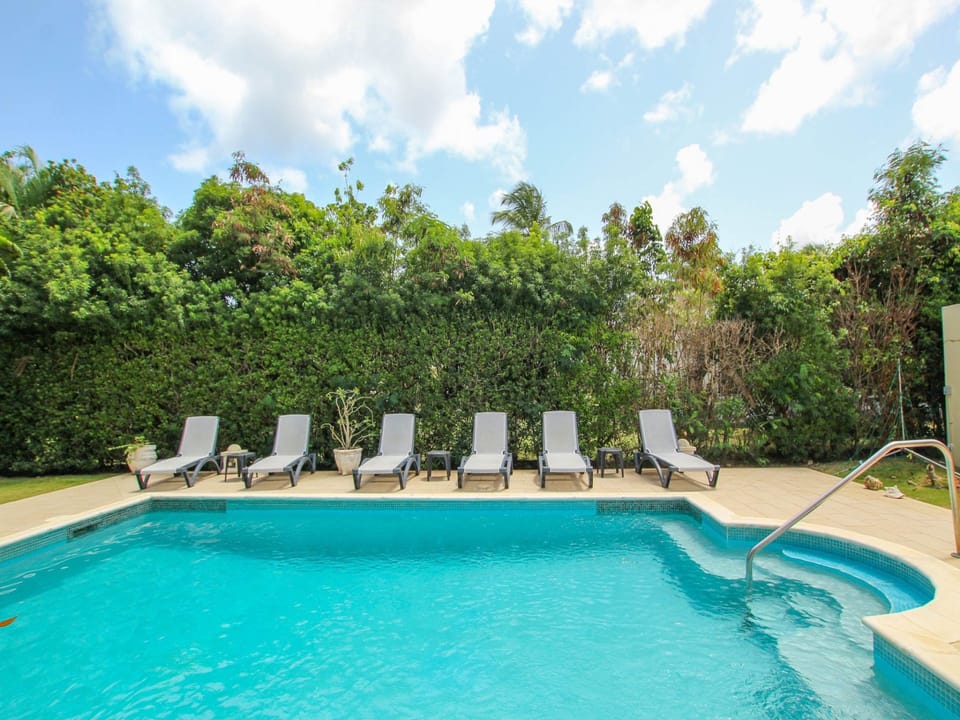 A large private pool awaits you