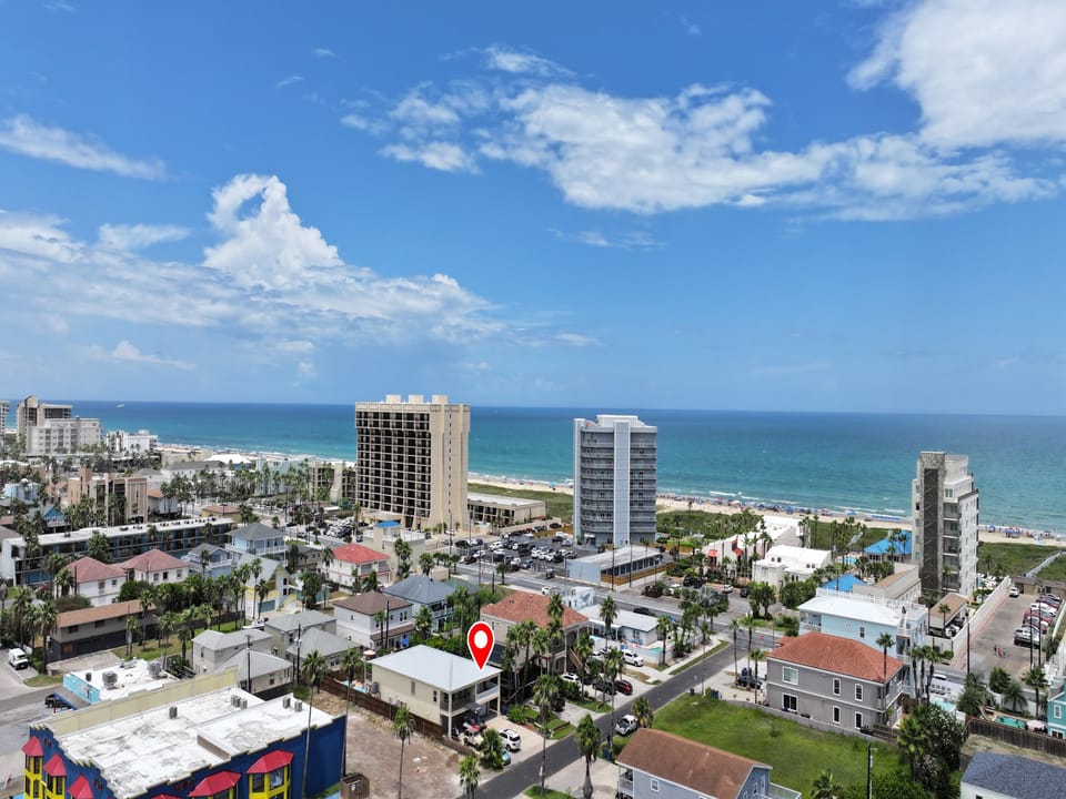 Aerial view of the property and South Padre Island Beach!