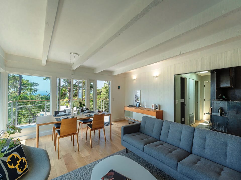 Open-Concept Living / Dining Room with Ocean View
