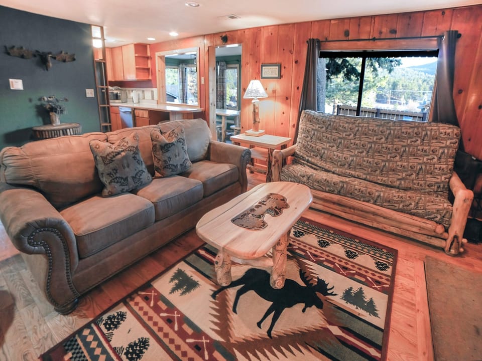 Living Room with Futon and Sleeper Sofa