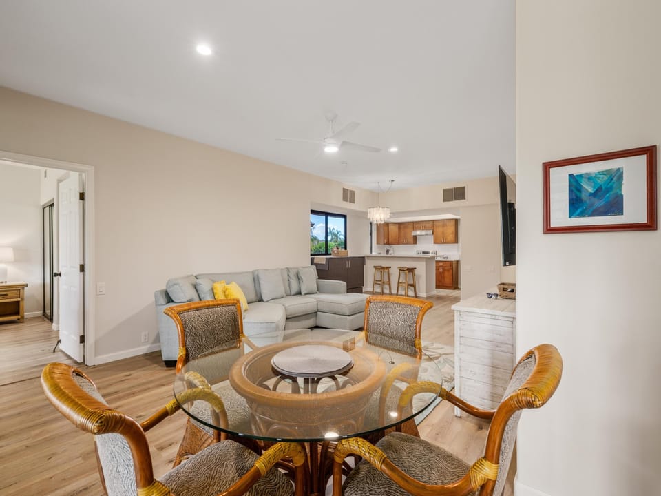 Open living and dining area