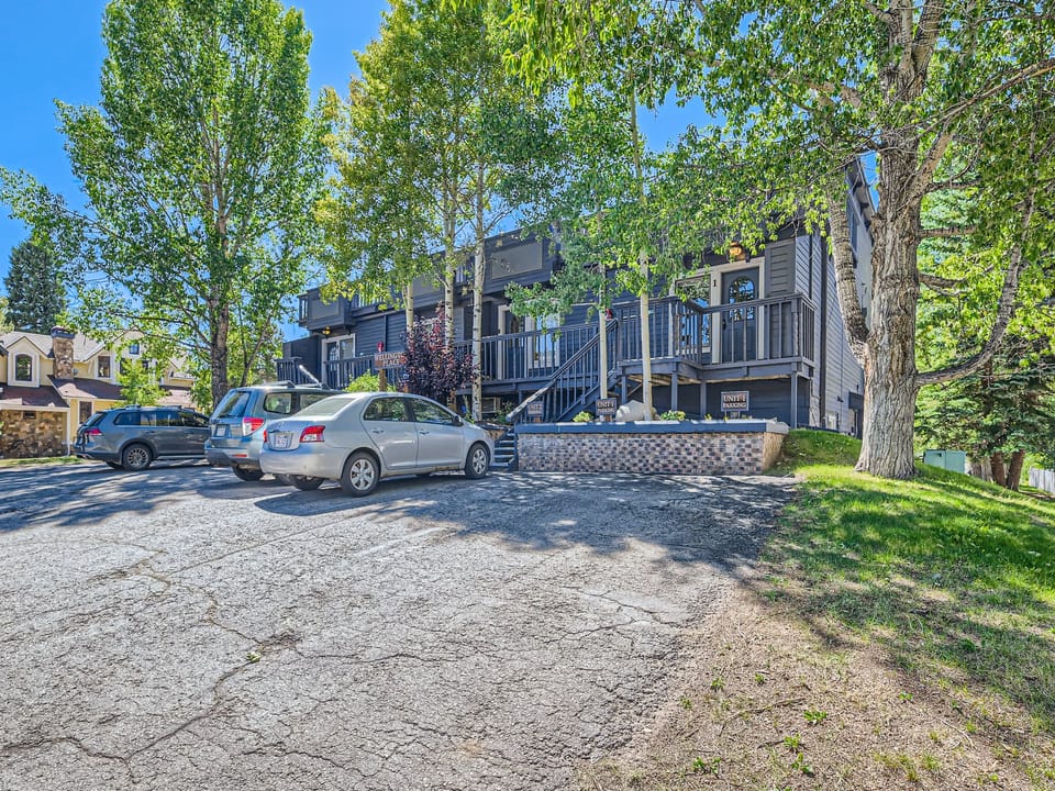 Front of the townhome and parking spots