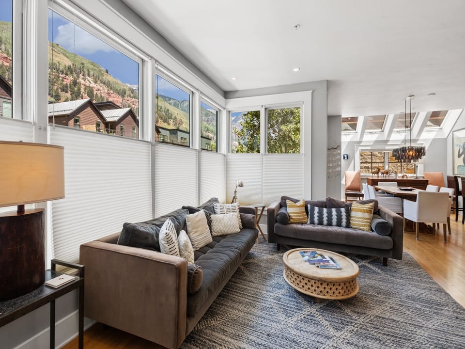 Living room with oversized windows.