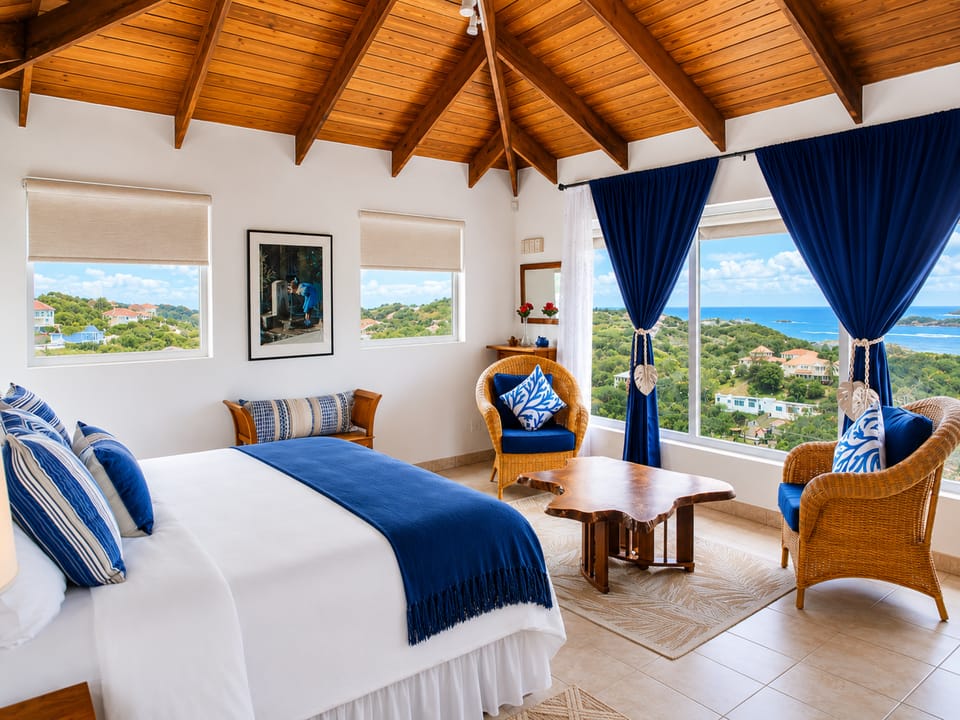 Primary Suite with king size bed, AC, en-suite bathroom and balcony