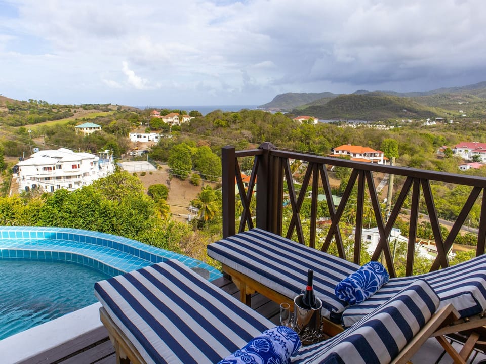 Sun loungers, private pool, and views made for two.