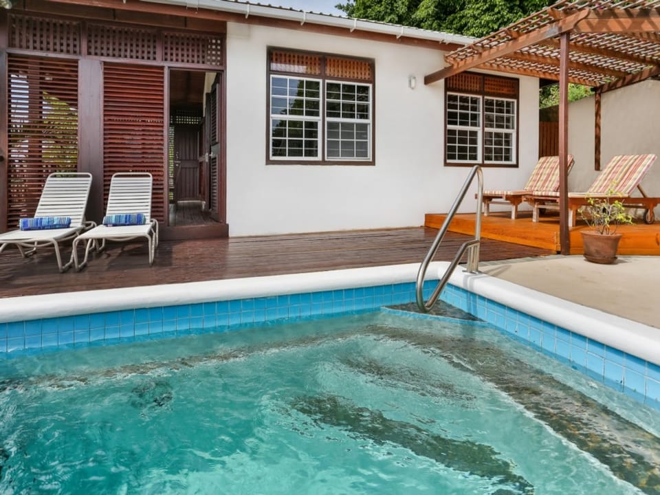 Pool deck with loungers