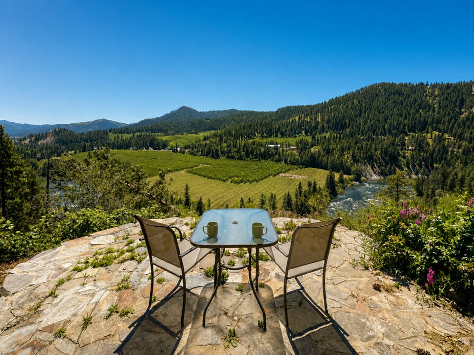 Small patio off the main yard to enjoy the views with a morning cup of coffee
