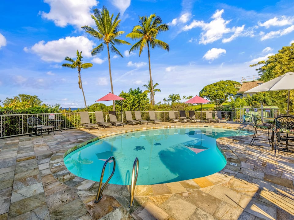 Enjoy the loungers and pool area