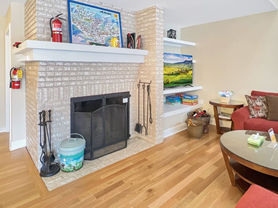 Living Room with Wood Burning Fire Place