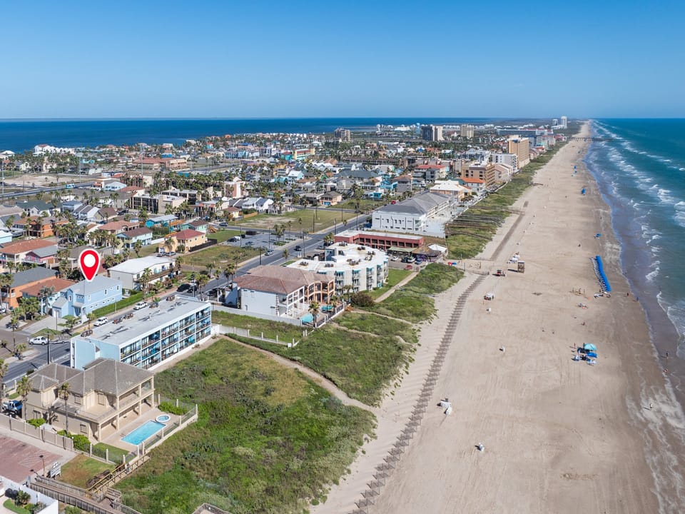 Aerial view of the property and South Padre Island Beach!