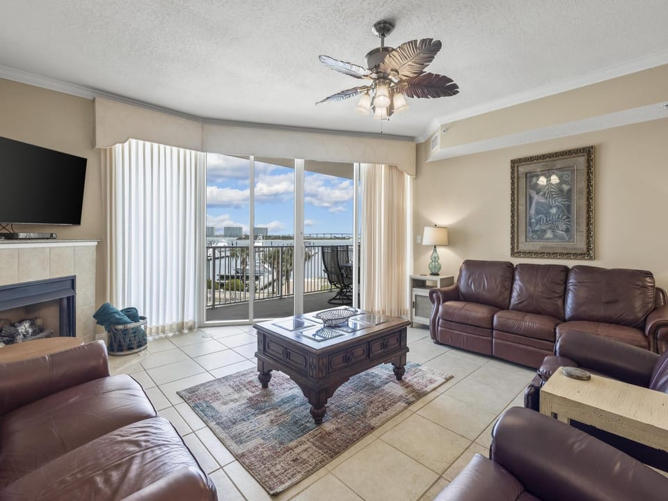 Relax in the open living area after spending a long day on the bay or at the pool.