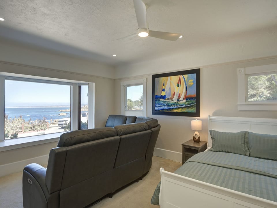 Bedroom #2- Queen Bed, TV, Front Seat View of the Bay