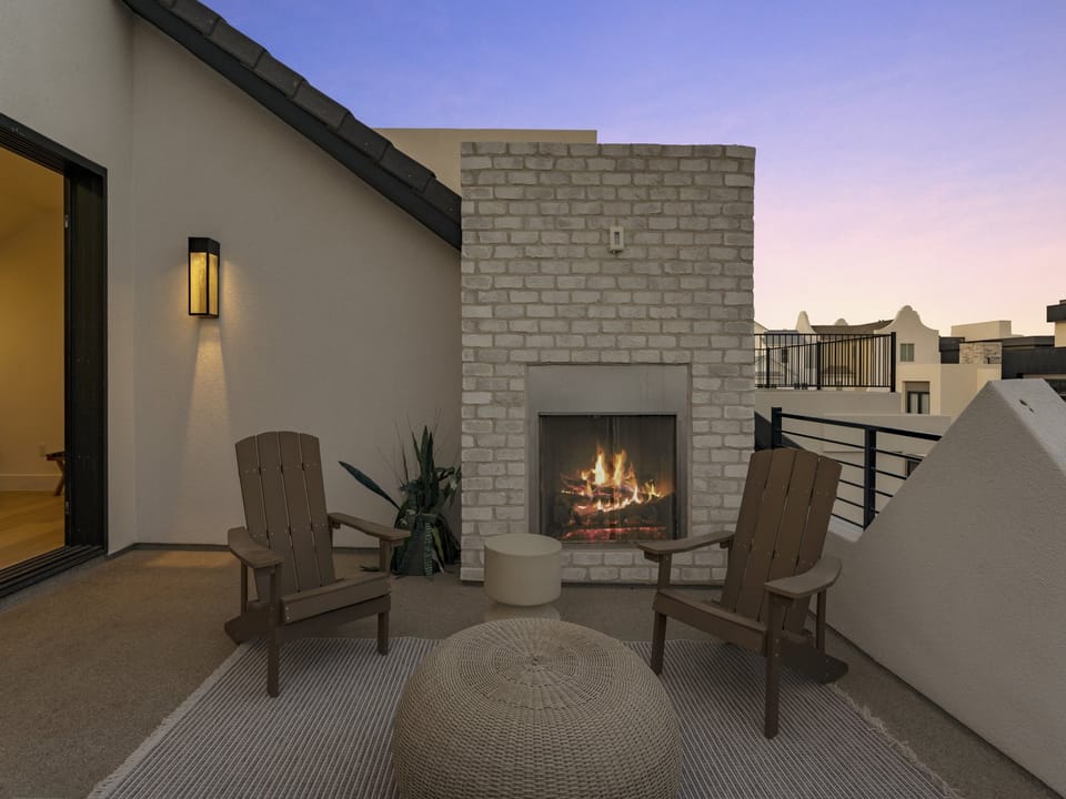 Evening Upper Patio Fireplace