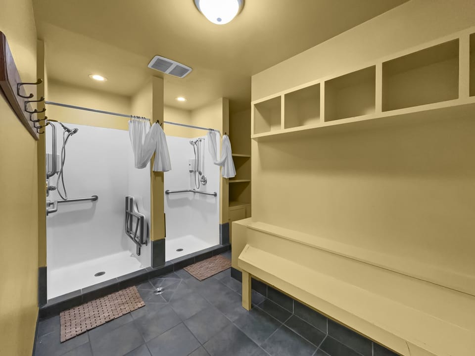 Clubhouse showers/locker room.