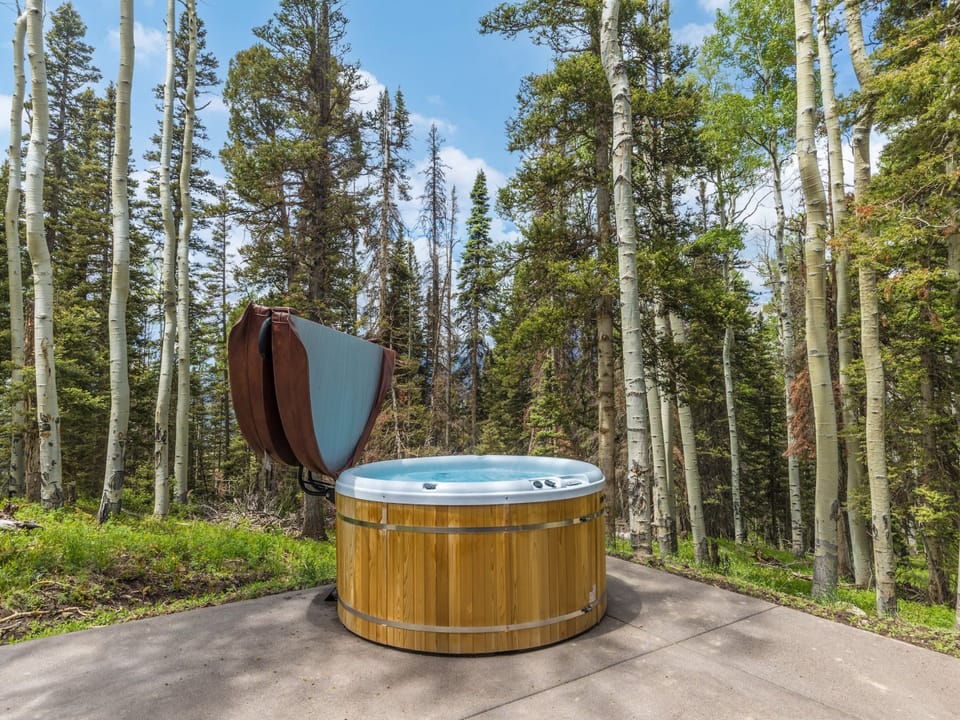 Easy access to the hot tub from the living/outdoor dining area.