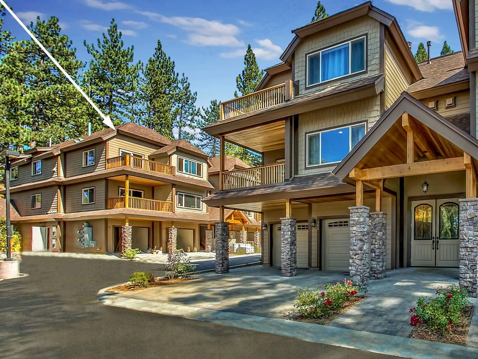 Exterior of the luxury condo, showcasing its beautiful mountain-inspired design