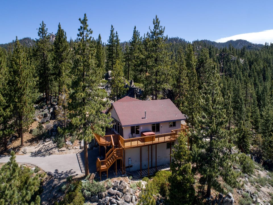 Aerial shot capturing the perfect blend of seclusion and easy access to attractions