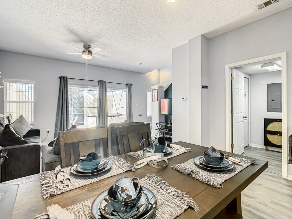 Elegant dining area set for a memorable meal with family and friends.