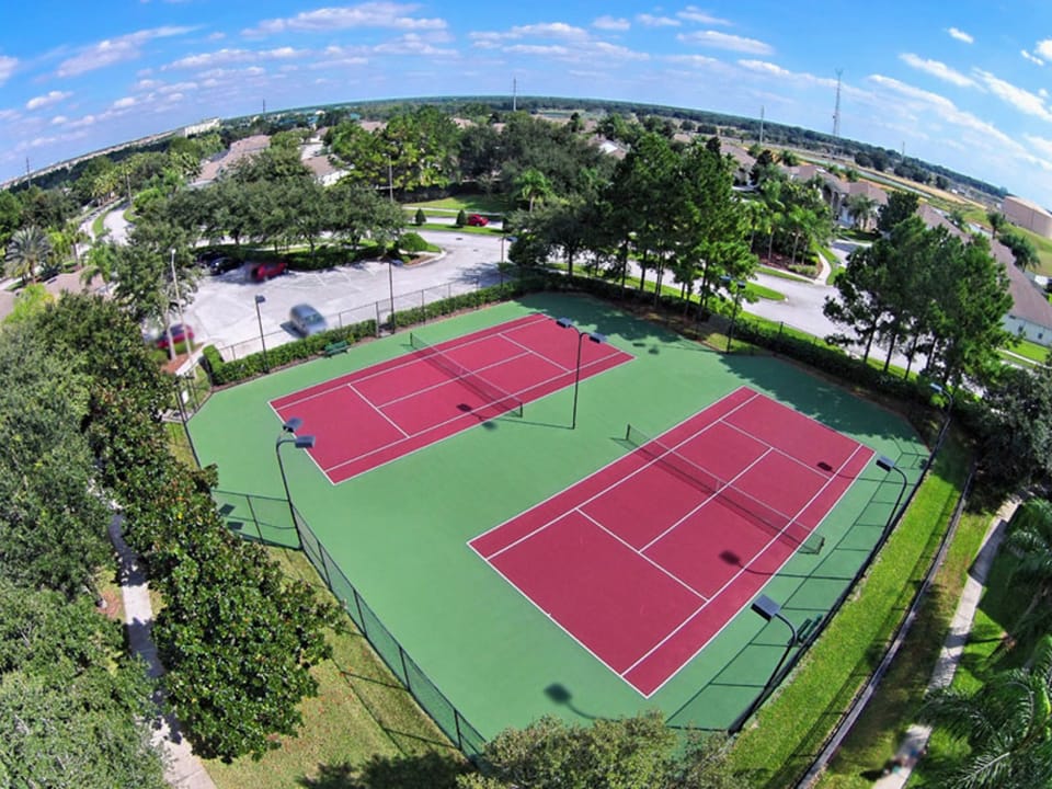 Tennis courts with a scenic backdrop for those who love to stay active during their stay.