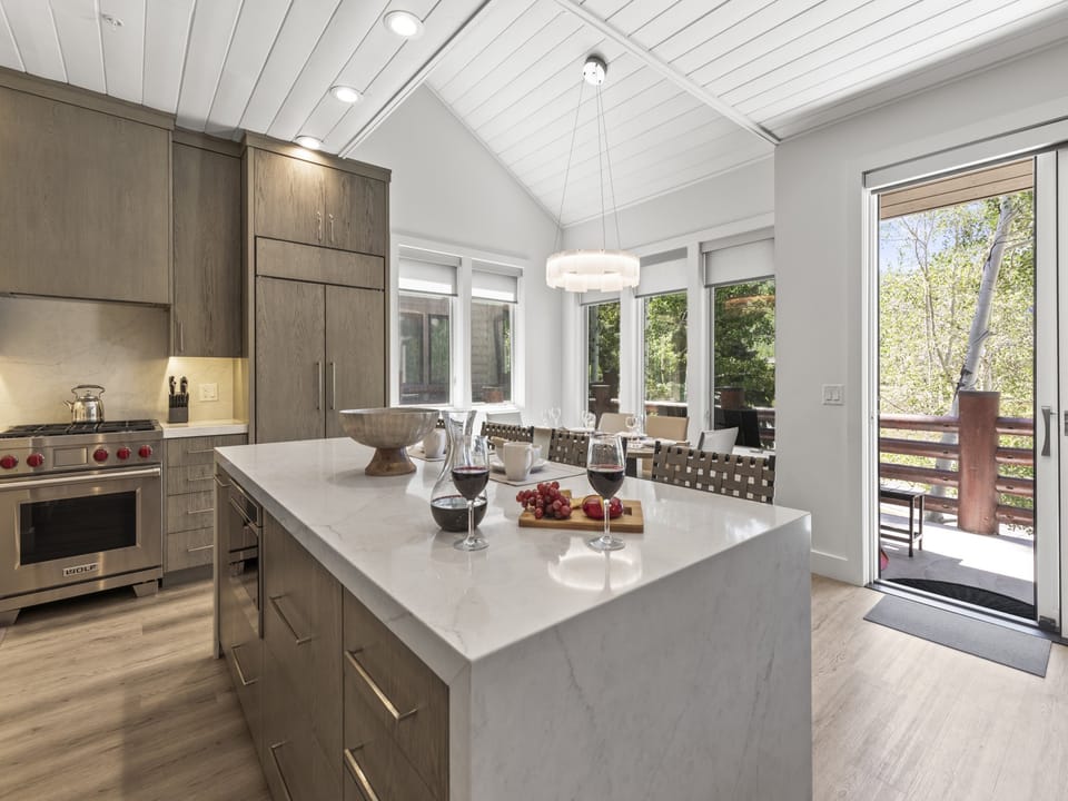 Chaparral 204 has a gourmet kitchen and spacious island with seating for three guests.