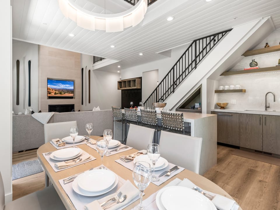 The dining table with seating for 6 guests.