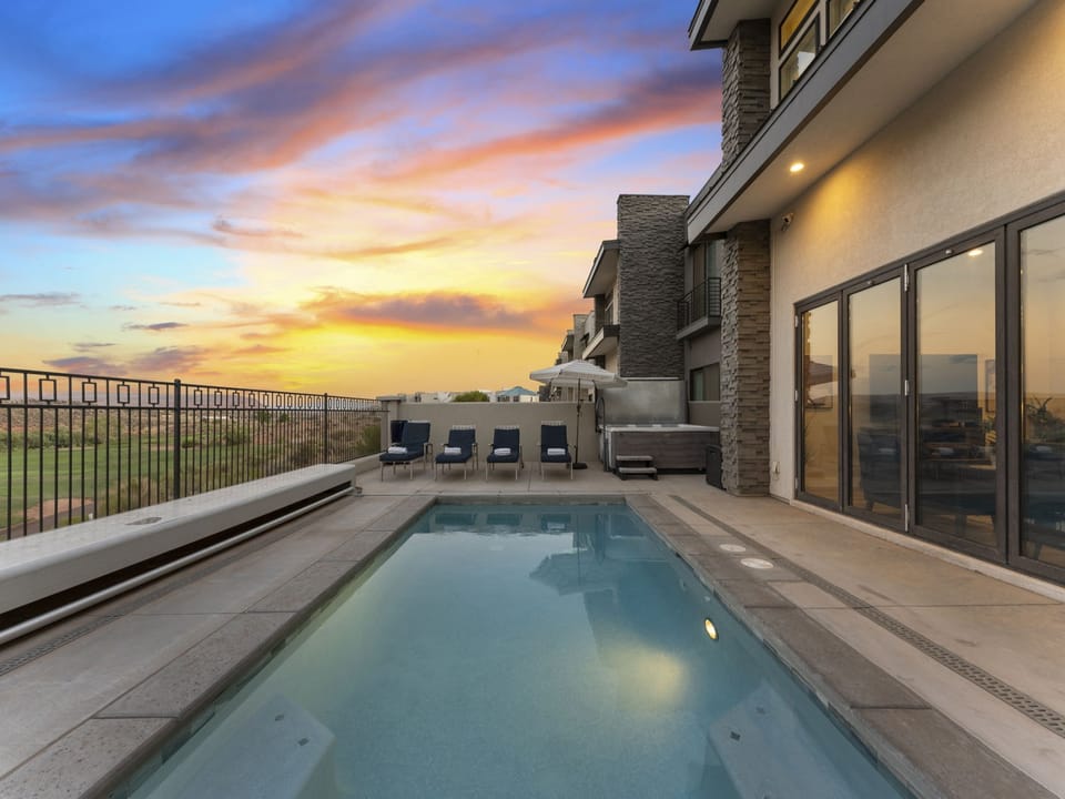 House 1: Private Pool at Sunset