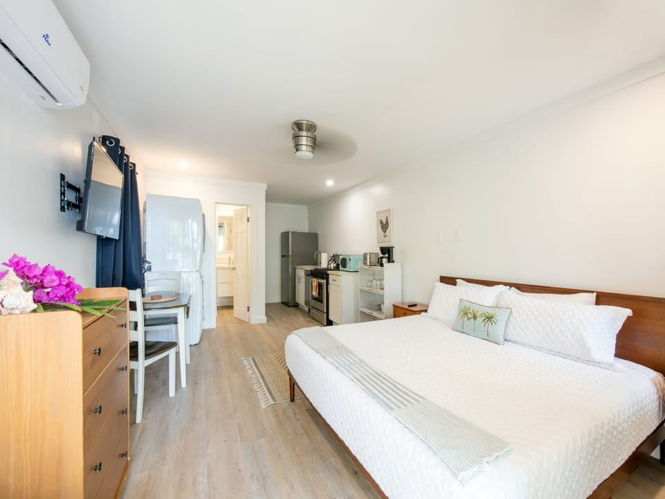 Studio apartment with king size bed.