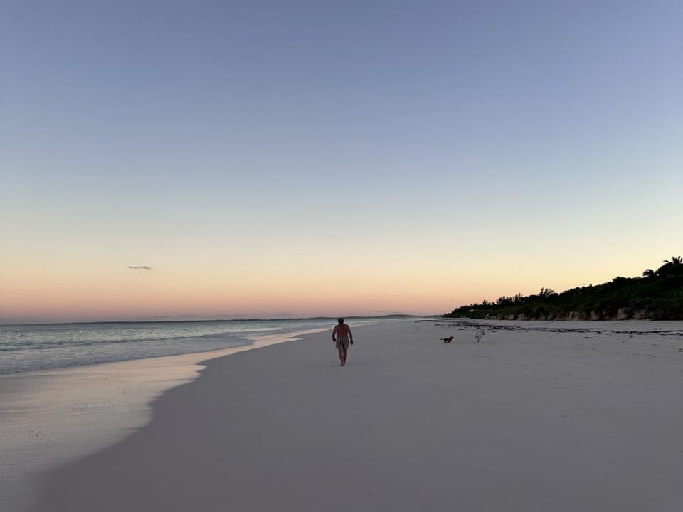 Pink Sands Beach.  It's unlikely you will bump into anyone else on the beach at sunset.