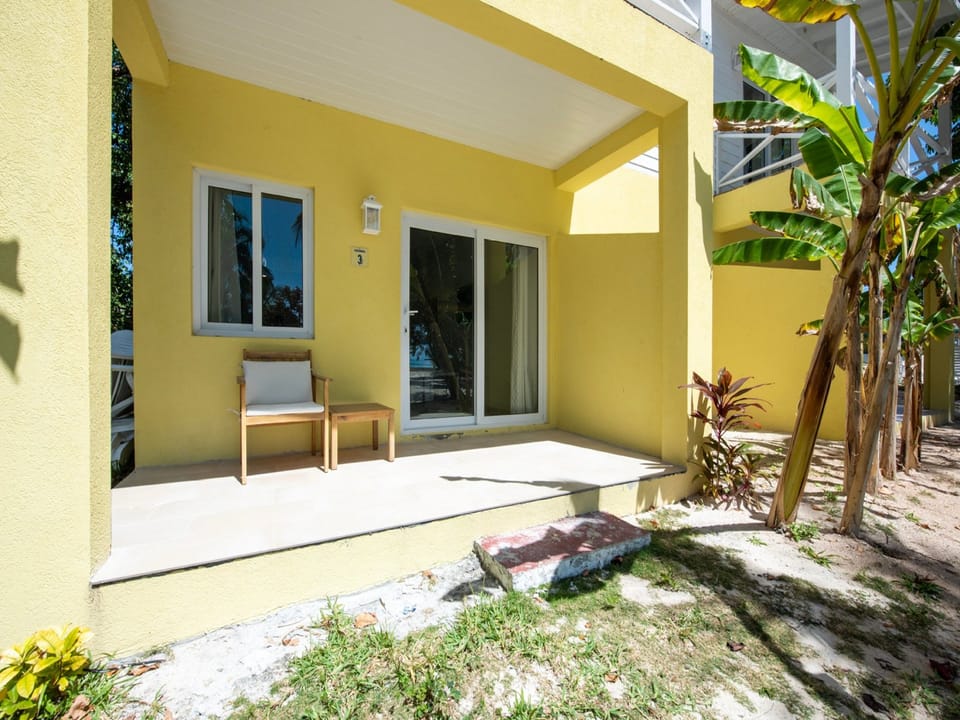 Entry with private patio.