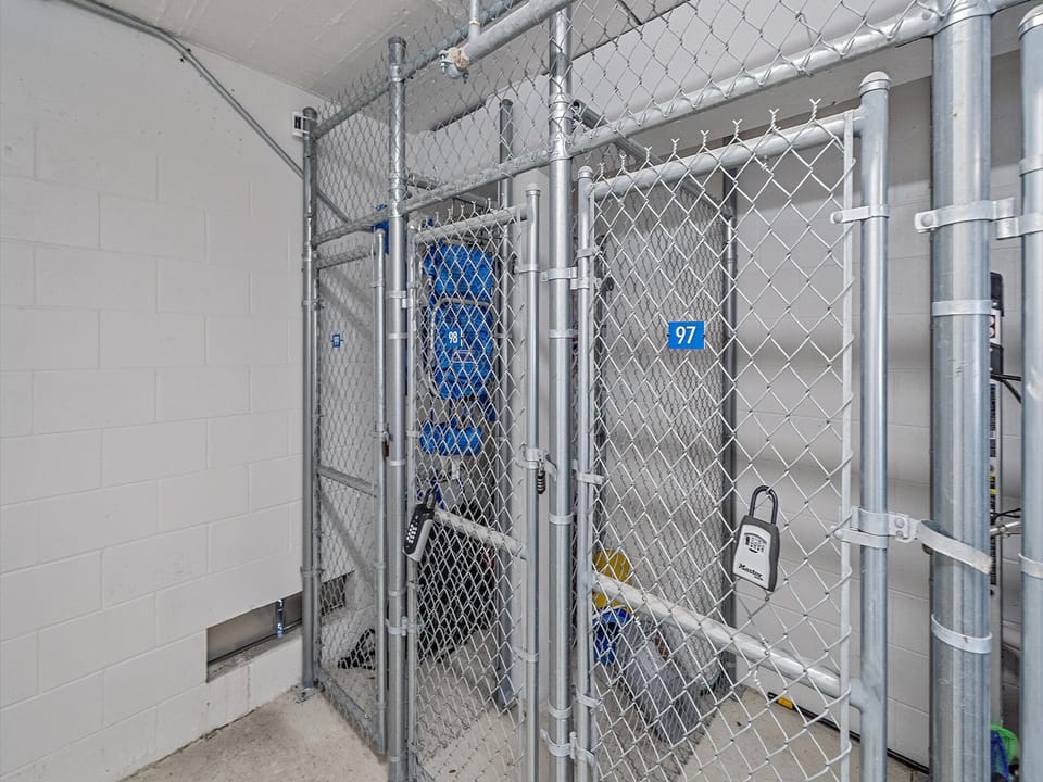 A private storage cage is provided for your convenience, offering secure space to store your beach essentials and gear during your Sarasota stay.