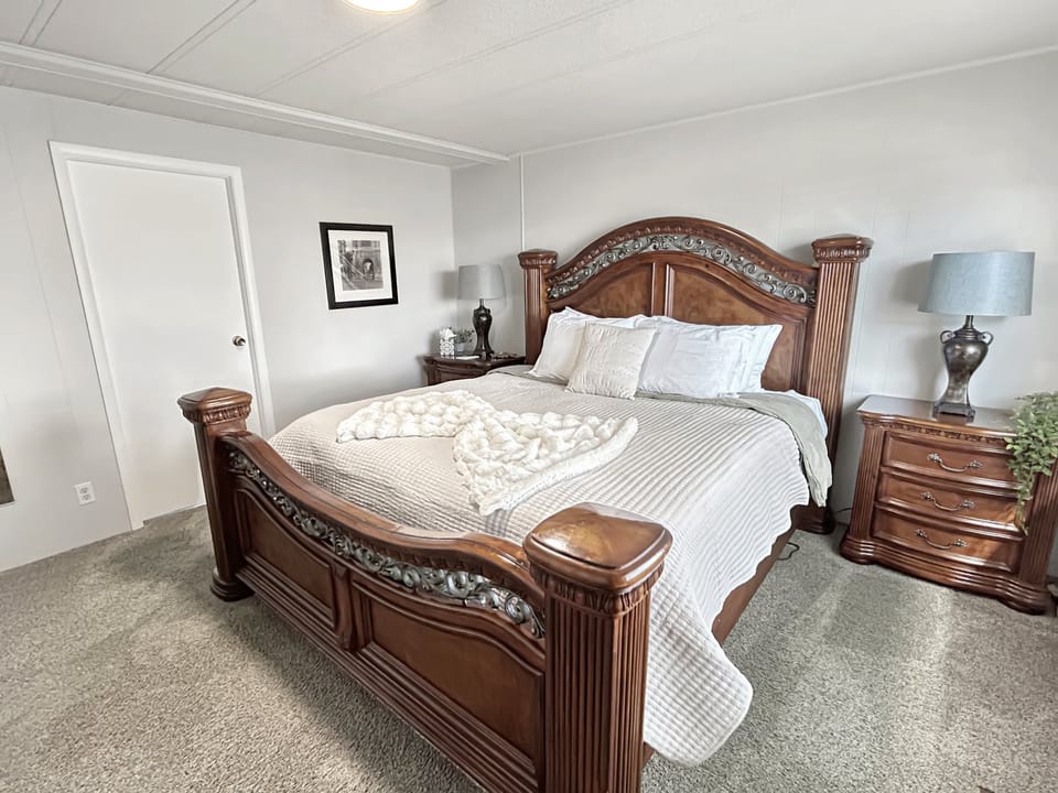 Upstairs master bedroom with comfy and spacious king bed