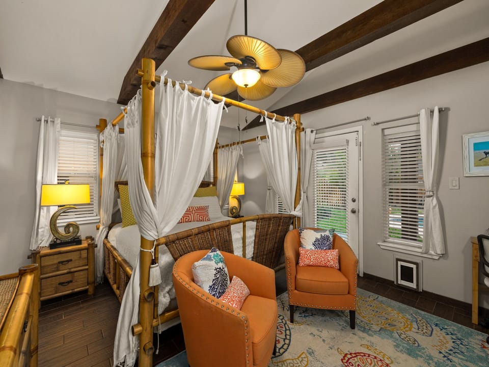 Rest peacefully in this cozy, light filled master bedroom featuring a King bed